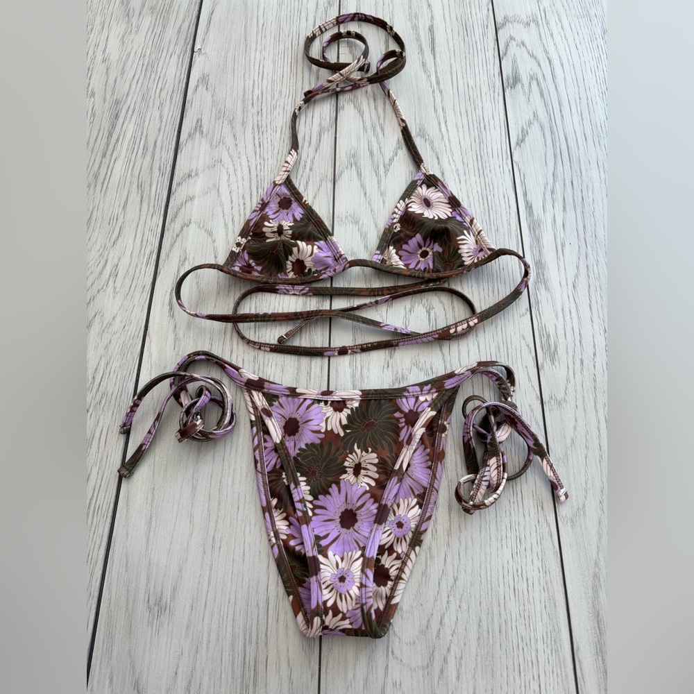 COPY - Heartland & Baulch, Bikini set, top (XS) • bottom (S) , purple floral